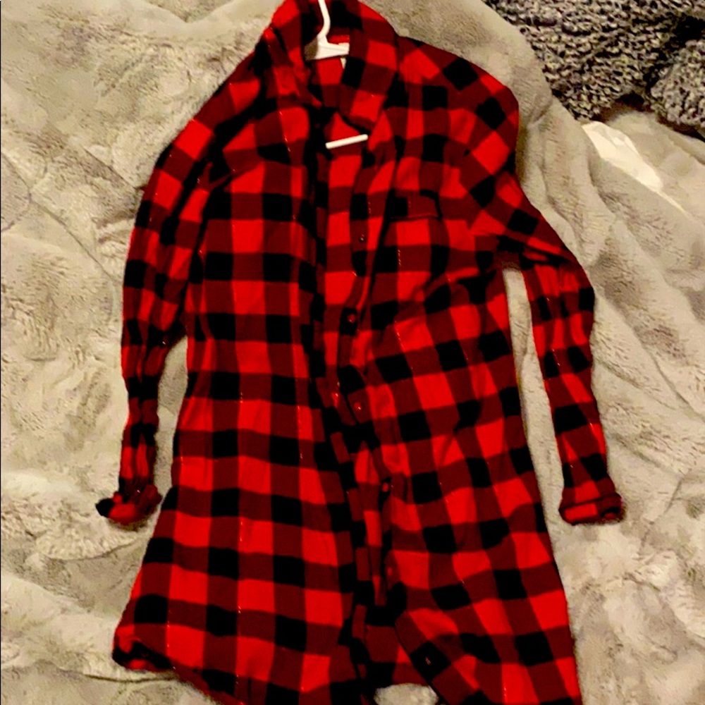 long sparkly red flannel